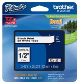 TAPE CASS, 12mm PT320*BLK/WHT