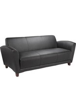 Lorell Reception Collection Black Leather Sofa