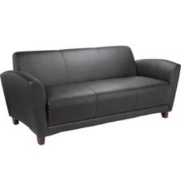 Lorell Reception Collection Black Leather Sofa