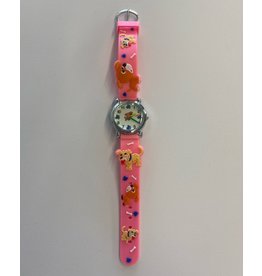 Children's Female Watch Hot Pink with Dogs