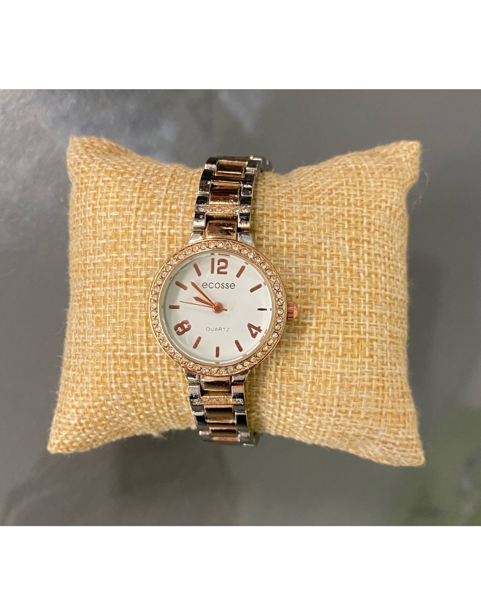 Womans Watch Silver and Rose Gold Chain Link Band