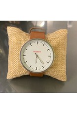 Womans Watch Minimalist with Faux Leather Brown Band