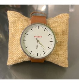 Womans Watch Minimalist with Faux Leather Brown Band