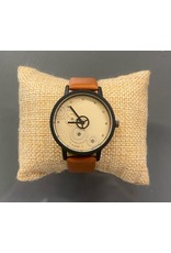 Womans Watch Gold Gears with Brown Band