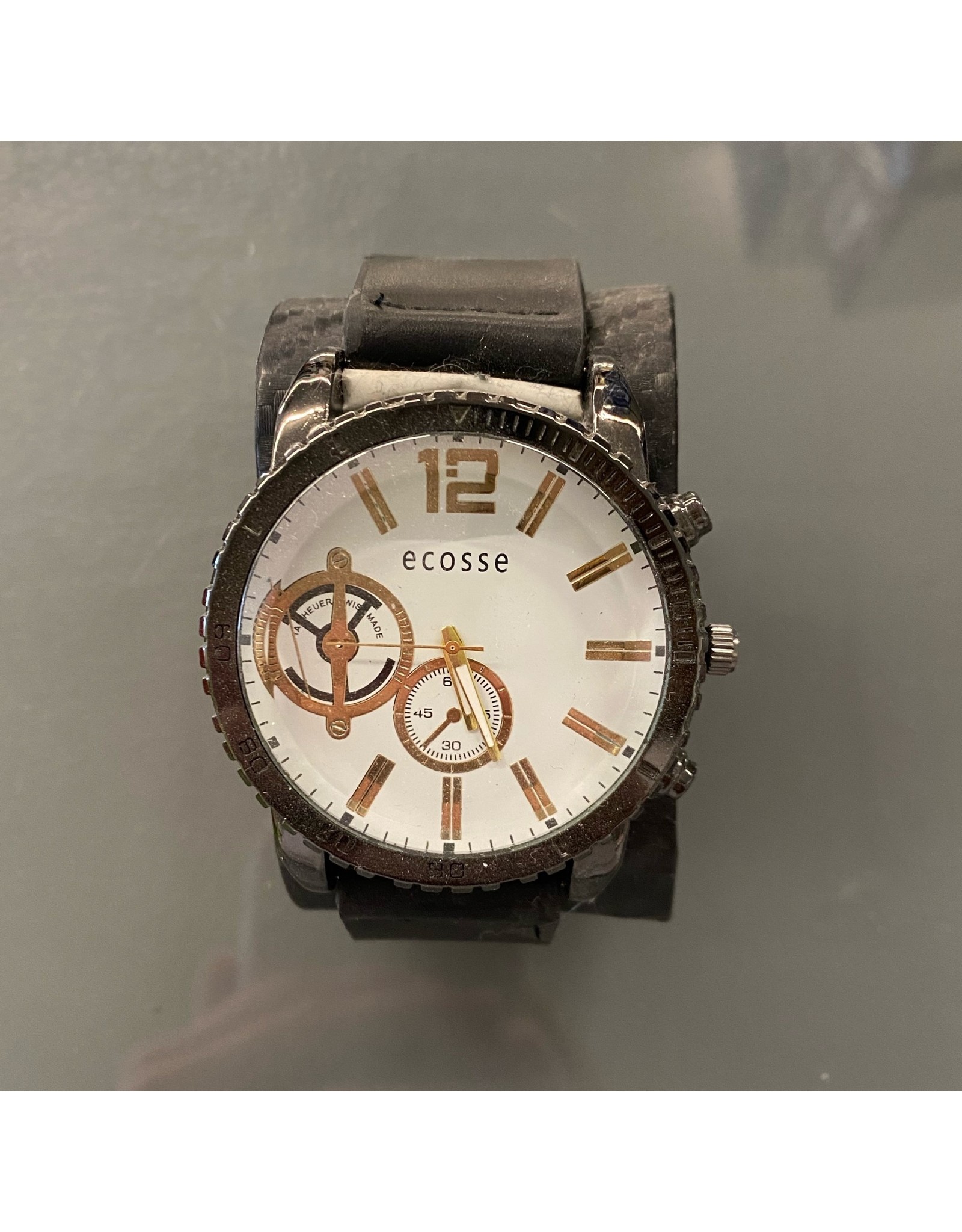 Mens Watch Dark Stainless Steal with Gold Accents