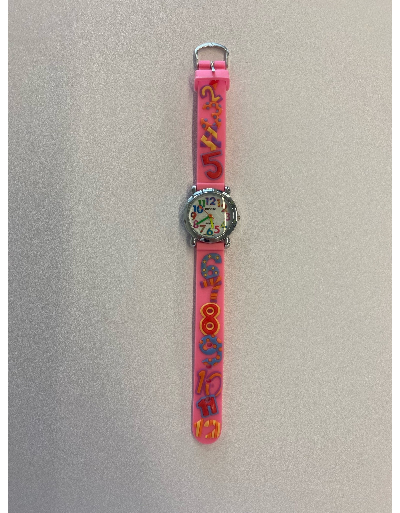 Children's Female Watch Hot Pink with Numbers