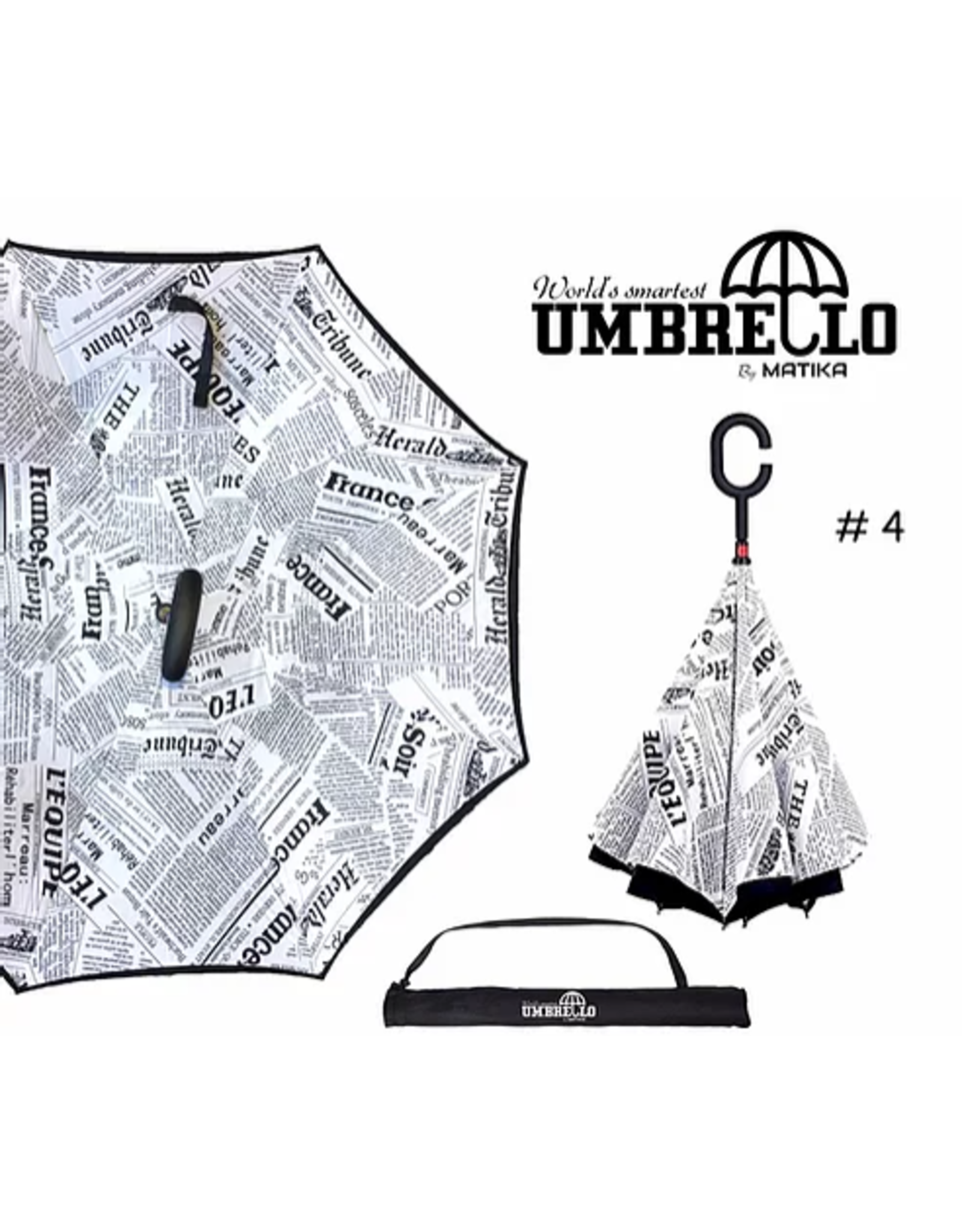 Umbrello Umbrella News Print Black and White