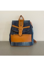 Denim Brown Leather Backpack