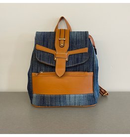 Denim Brown Leather Backpack