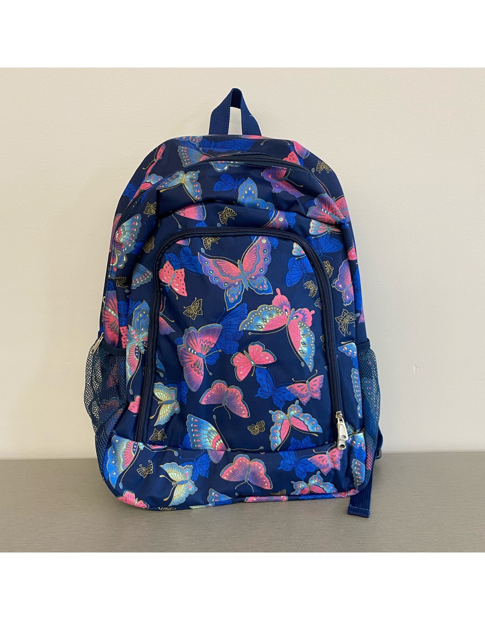 Toci - Pink Butterflies Blue Backpack