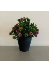 Purple Artificial Flower Bush with Black Pot