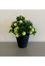 White Artificial Flower Bush with Black Pot