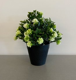 White Artificial Flower Bush with Black Pot