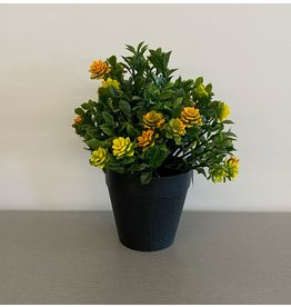 Yellow and Orange Artificial Flower Bush with Black Pot