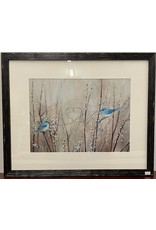 Two Blue Love Birds Framed Artwork