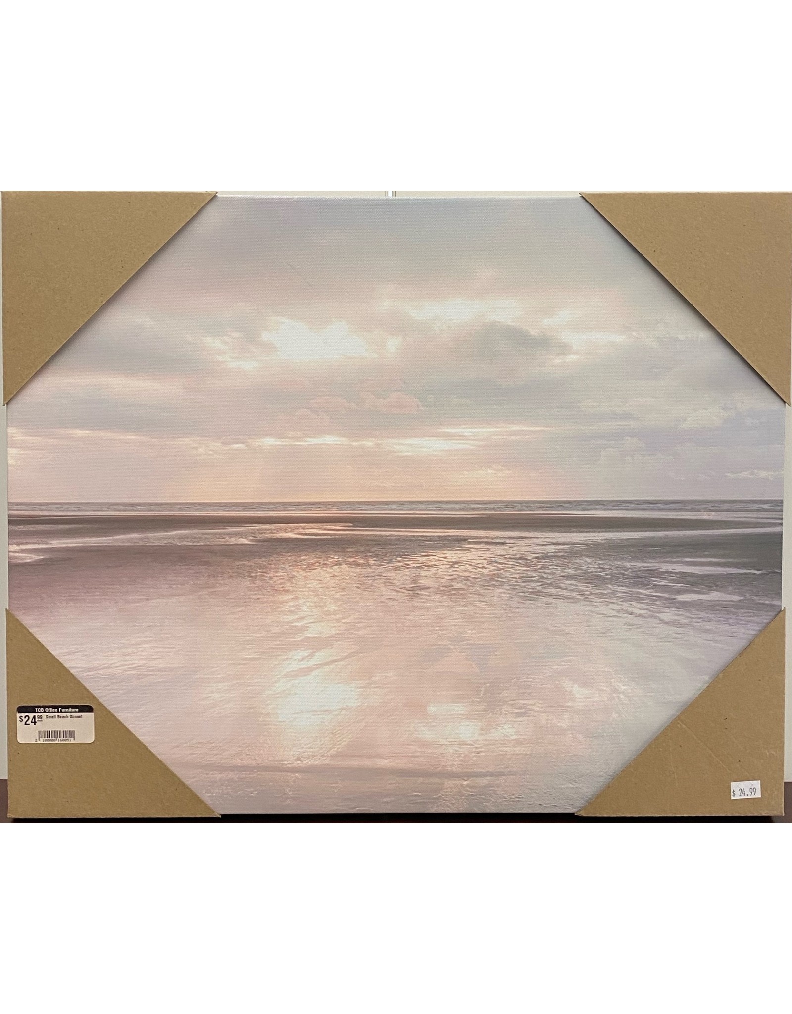 Beach Pink Sunset Framed Canvas
