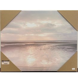 Beach Pink Sunset Framed Canvas