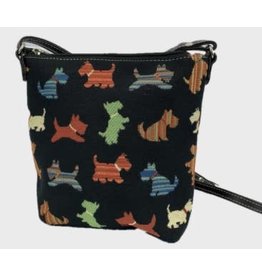 Cross Body Purse - Dogs silhouette black