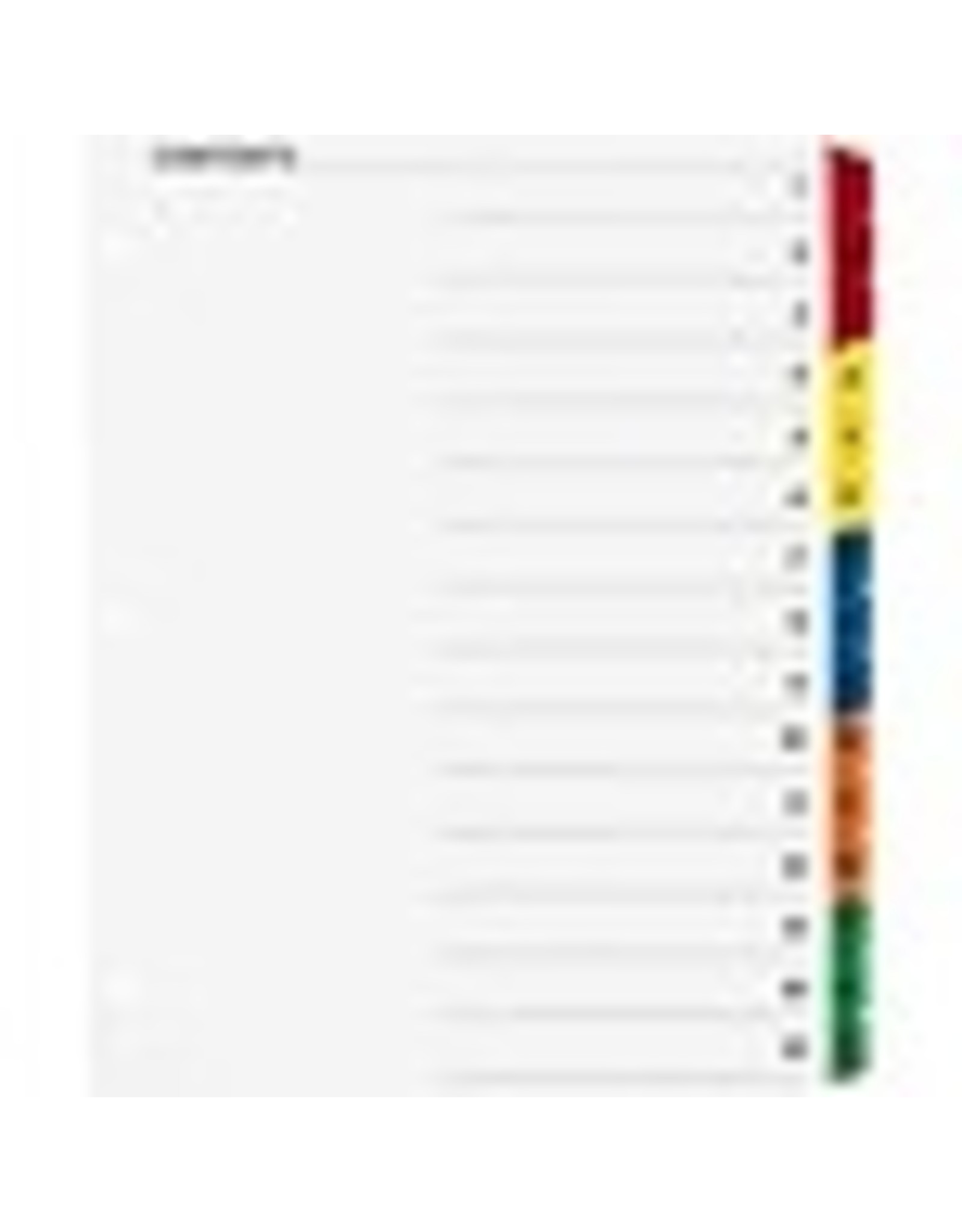 INDEX, QUICK w/TABLE CON*15TAB