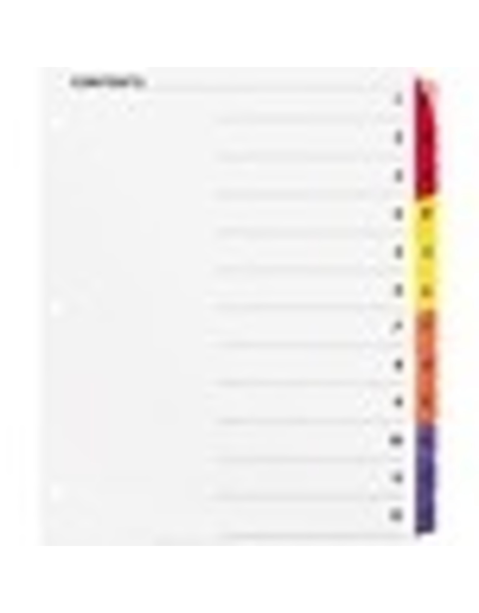 INDEX, QUICK w/TABLE CON*12TAB