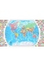 WORLD MAP PLSTC+FLAG, ENGLISH