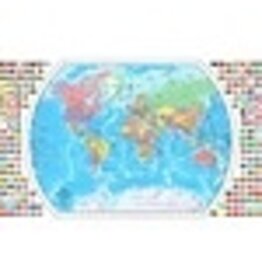WORLD MAP PLSTC+FLAG, ENGLISH