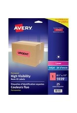 LABEL HI-VIS LTR NEON RD 25/PK