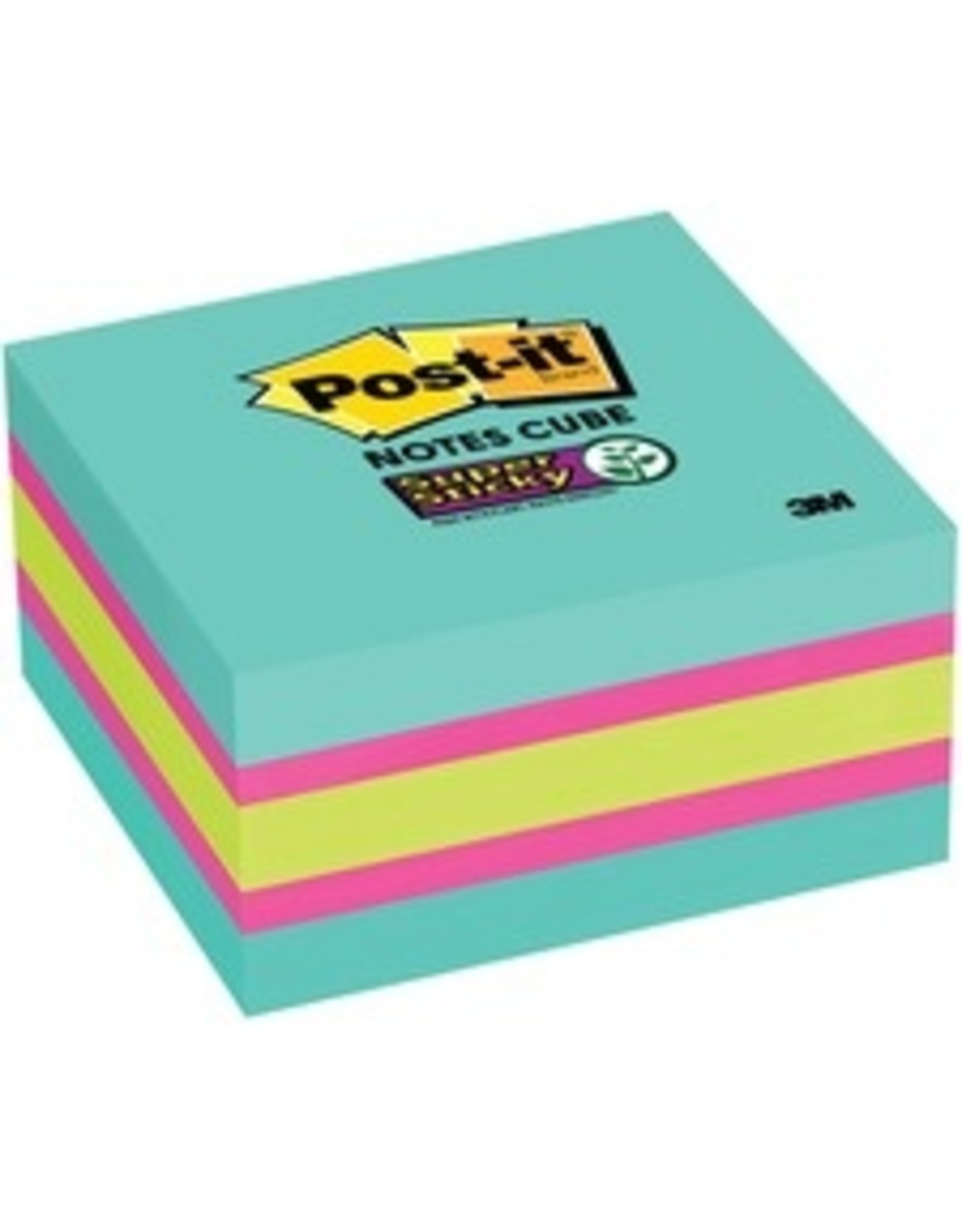 POST-IT S-STICK 3X3 AQ/FUCH/GN