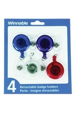 BADGEHOLDER, RETRACT ASST,4/PK