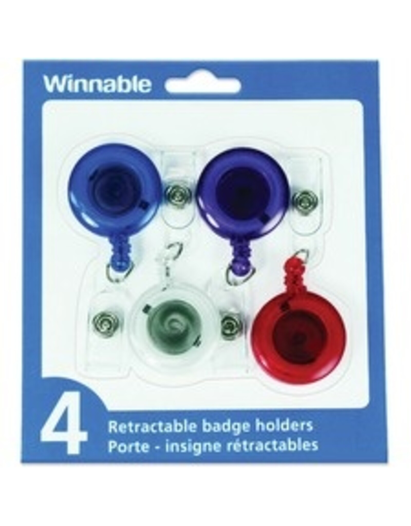 BADGEHOLDER, RETRACT ASST,4/PK