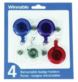 BADGEHOLDER, RETRACT ASST,4/PK