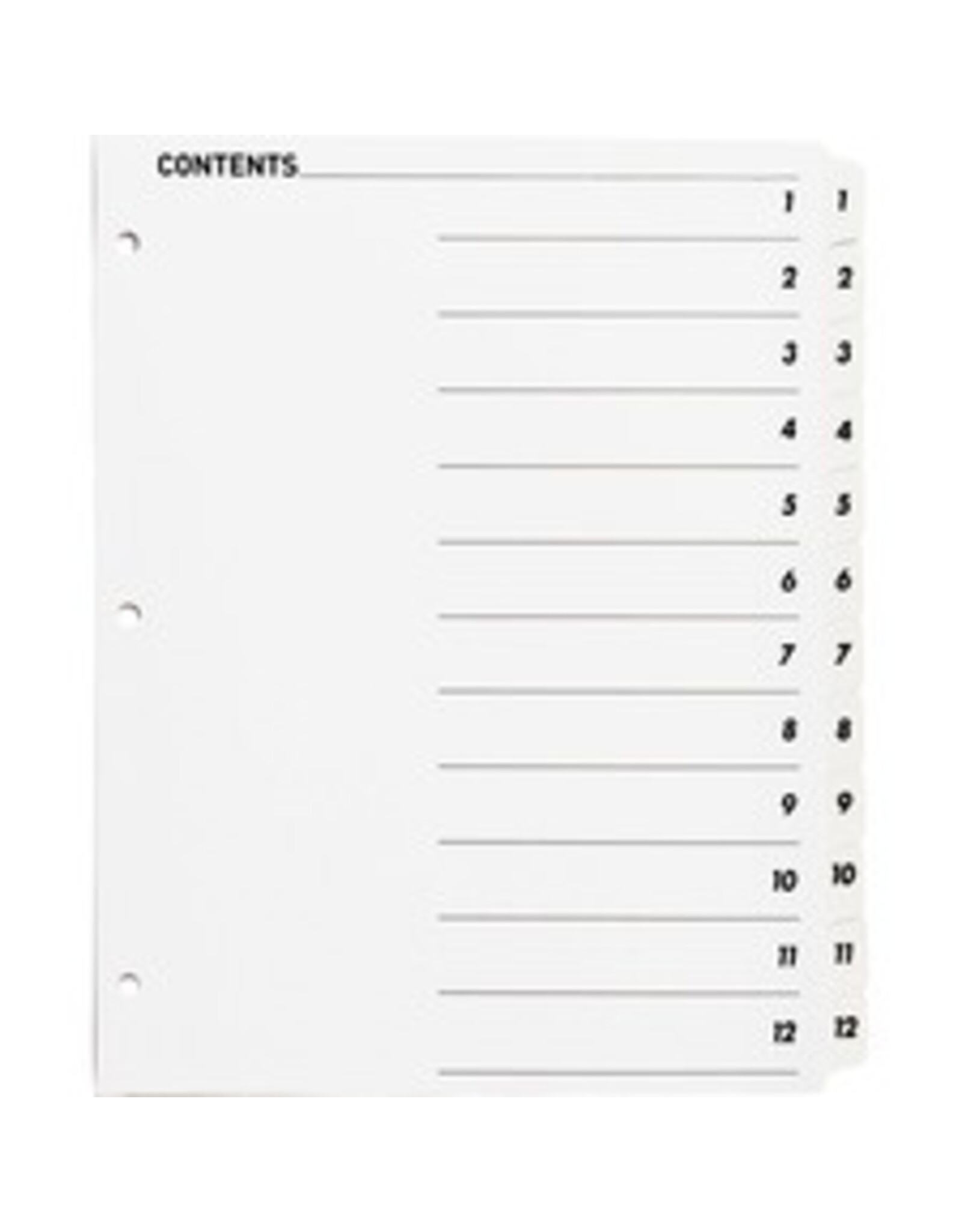 INDEX,QUICK,12TAB,WHTE,1ST