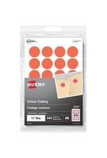 LABEL RND 3/4'' FL.RED,240/PK