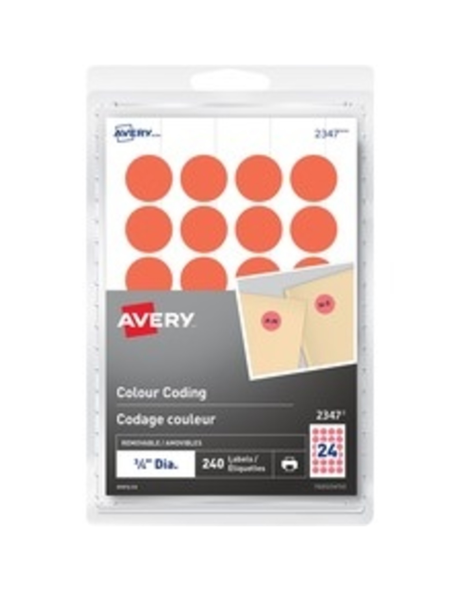 LABEL RND 3/4'' FL.RED,240/PK