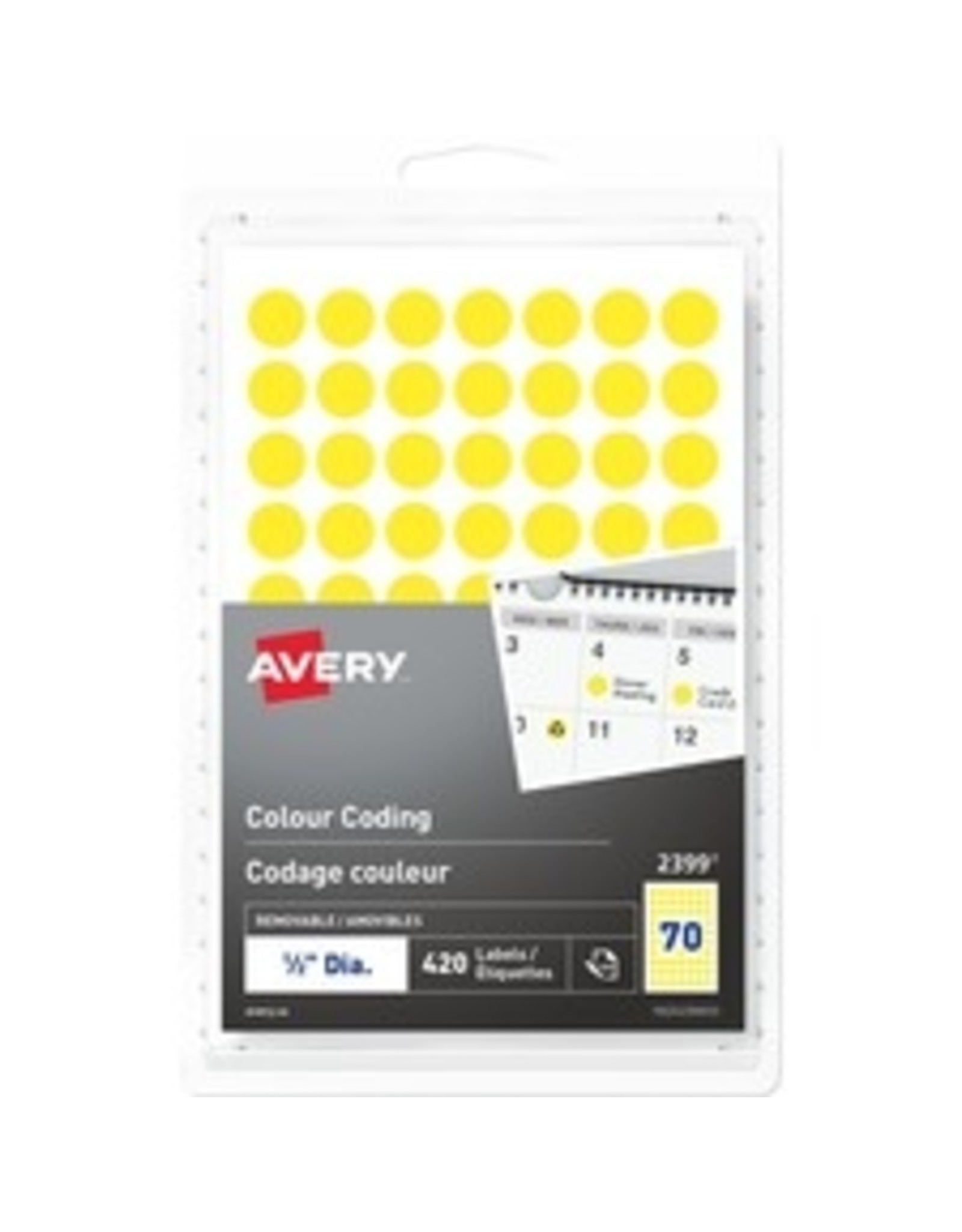 LABEL RND 1/2'' YELLOW,420/PK