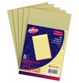 PAD,5x8,1/4''RULE CNRY 64sh*5pk