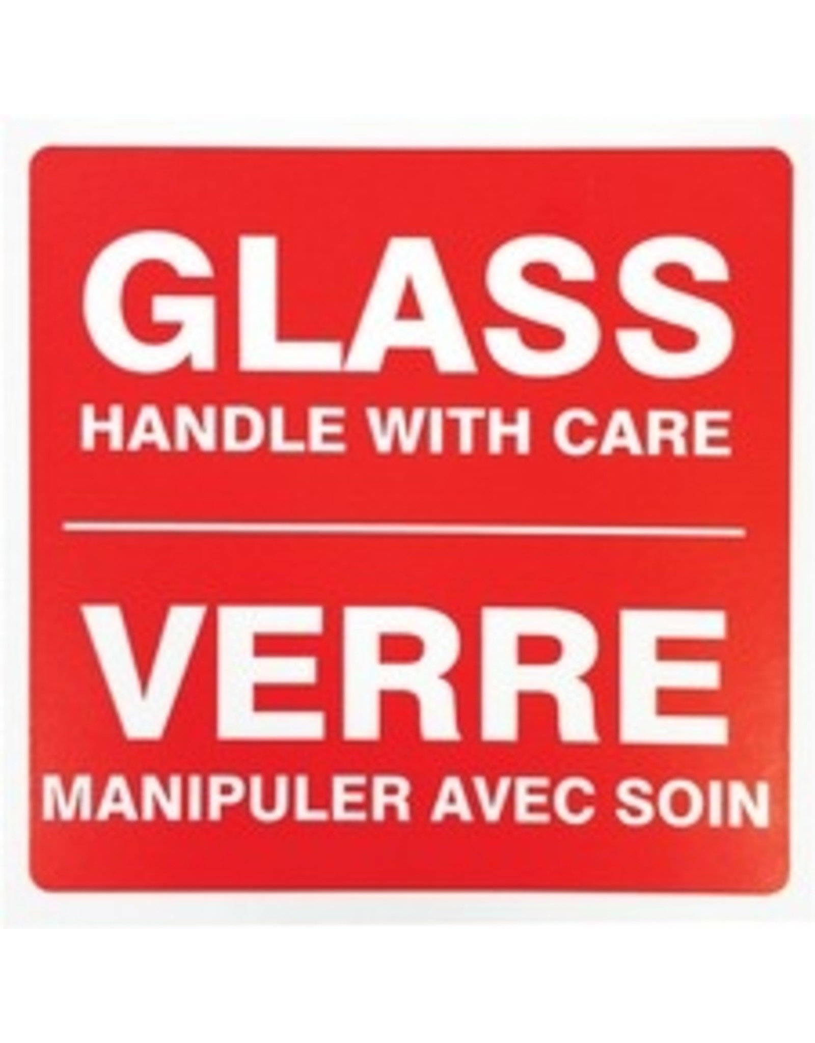 LABEL GLASS HNDL W/CARE 4''X4''