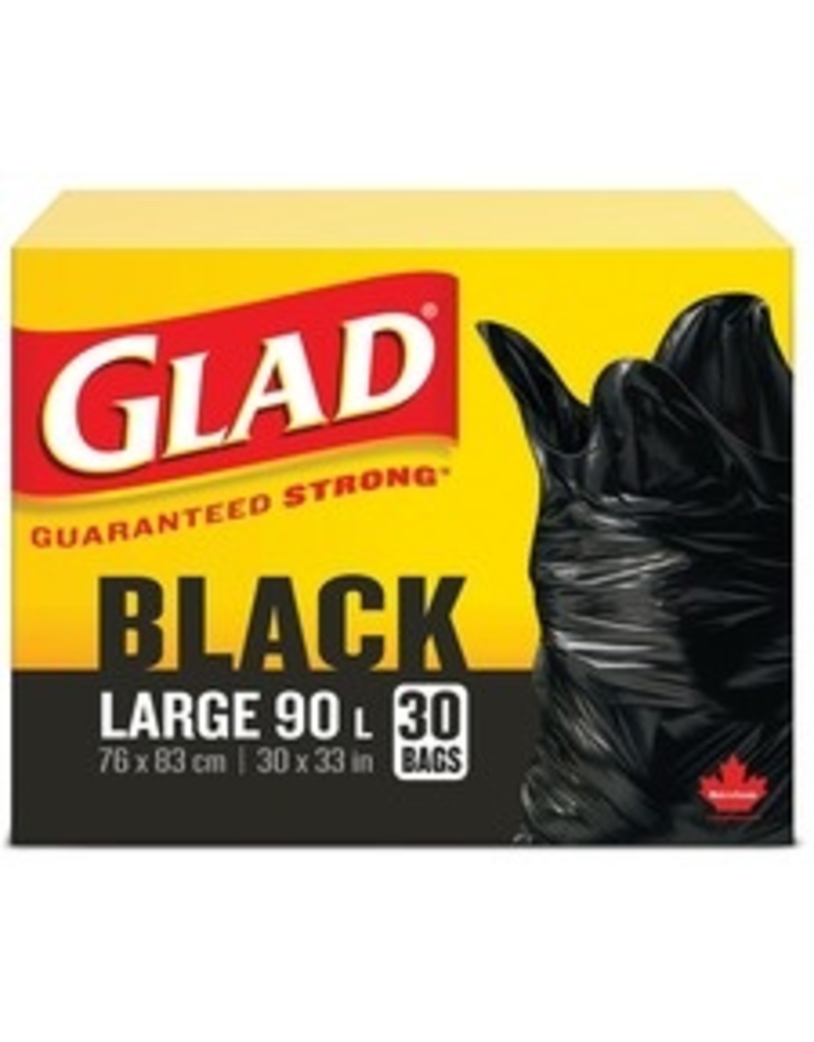 GLAD BAGS 90L,30X33 BLACK*30bx