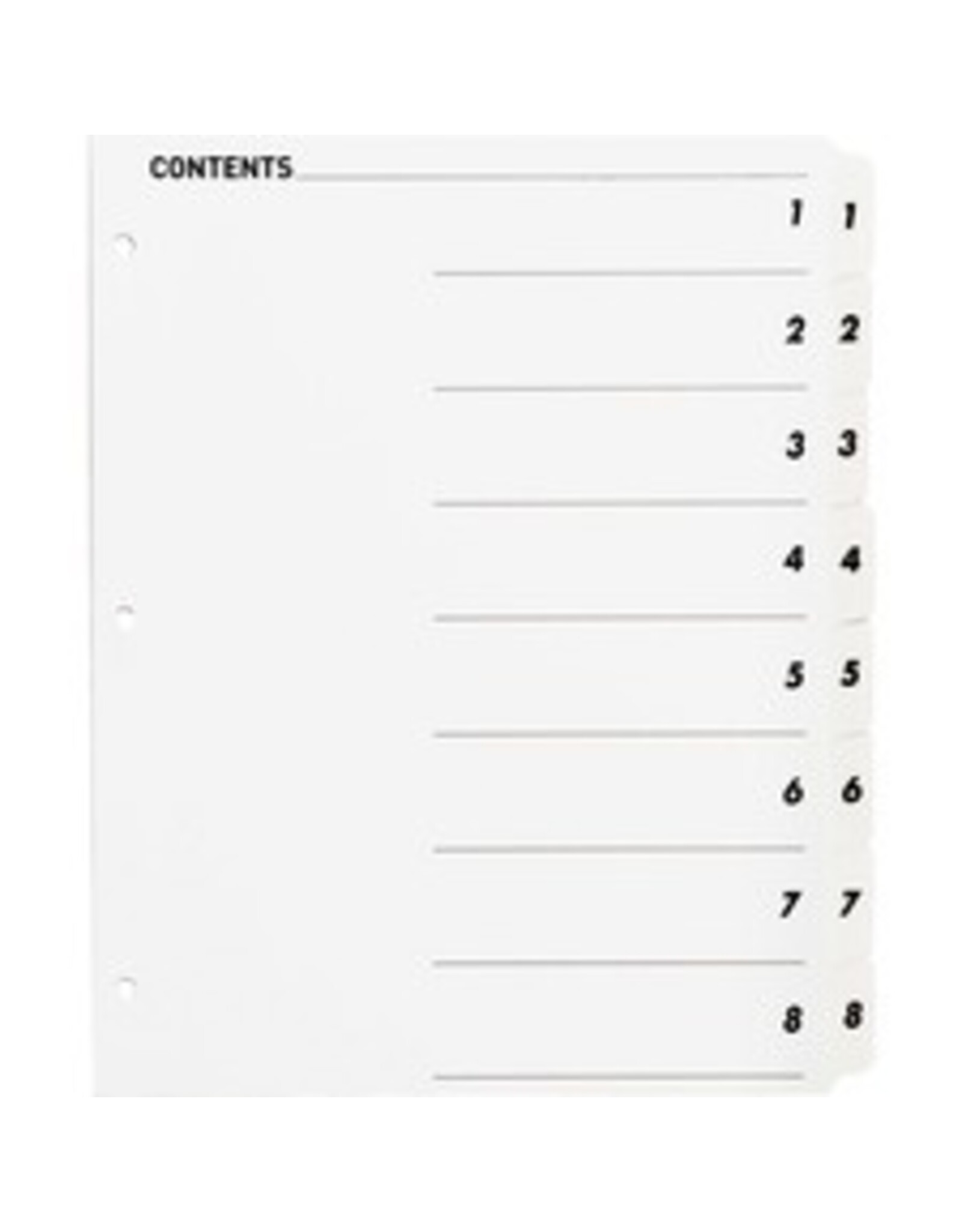 INDEX,QUICK,8TAB,WHTE,1ST