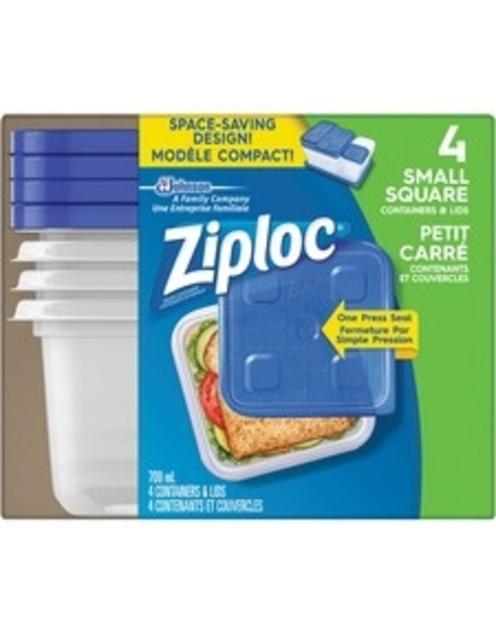 ZIPLOC CONTAINERS SML-SQR 4/PK