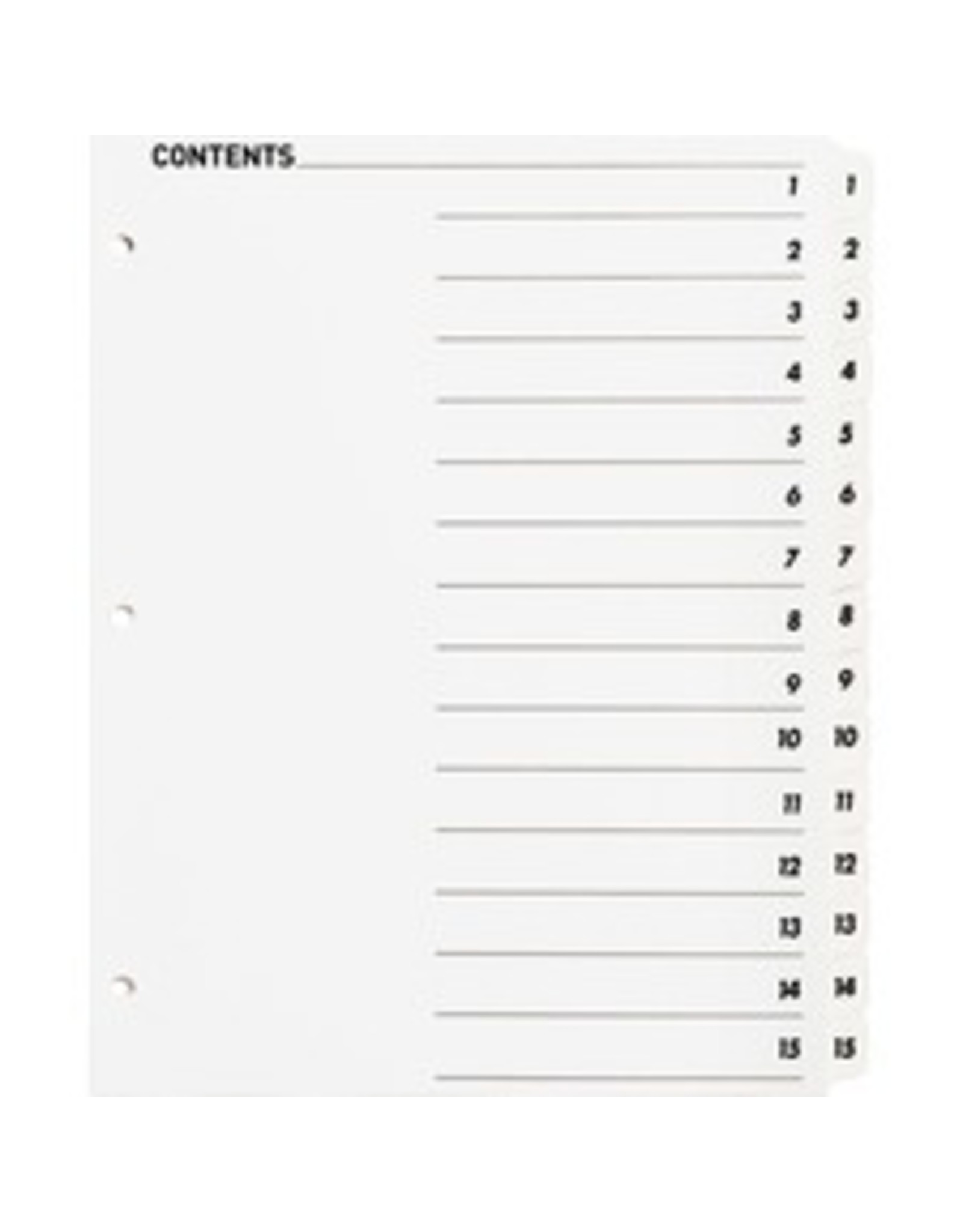 INDEX,QUICK,15TAB,WHTE,1ST