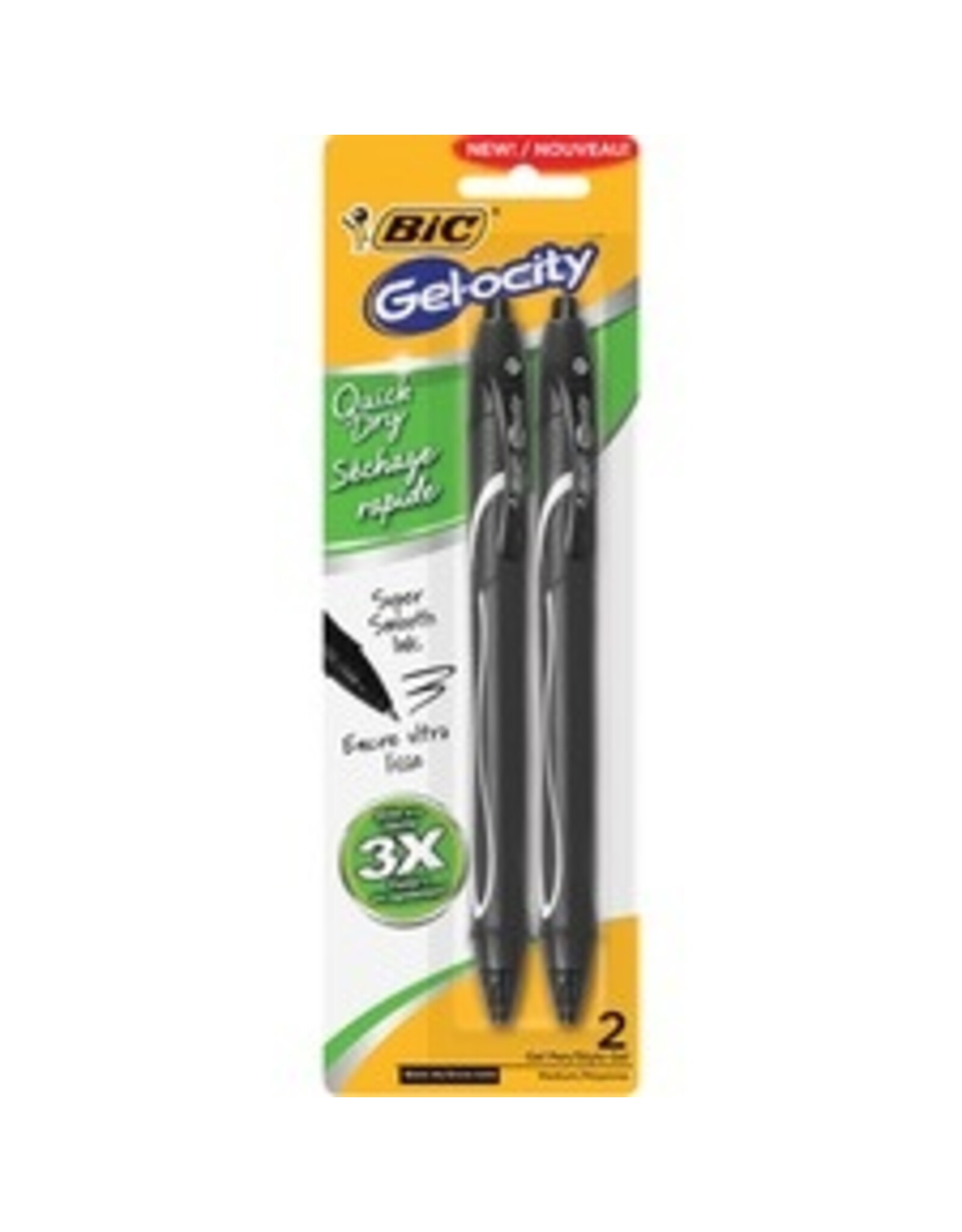 ROLLER GEL Q-DRY BLACK, 2/PK