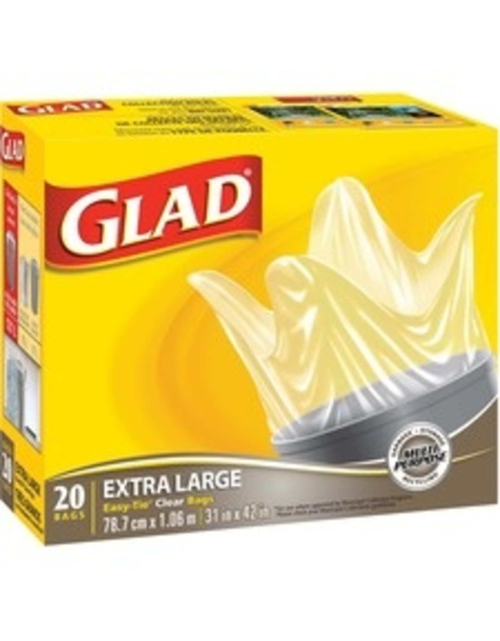 GLAD GARBAGE BAG XLRG CLEAR*20