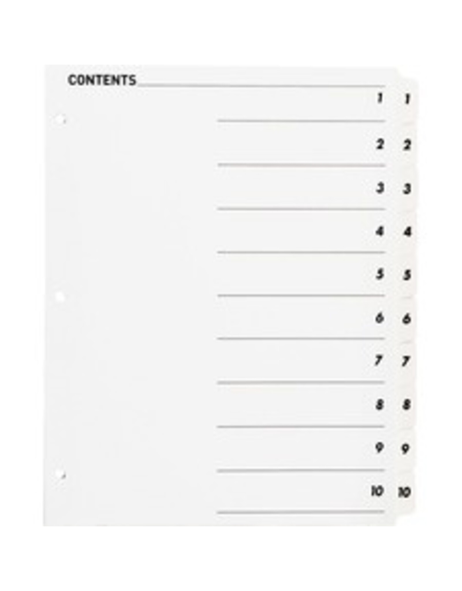 INDEX,QUICK,10TAB,WHTE,1ST