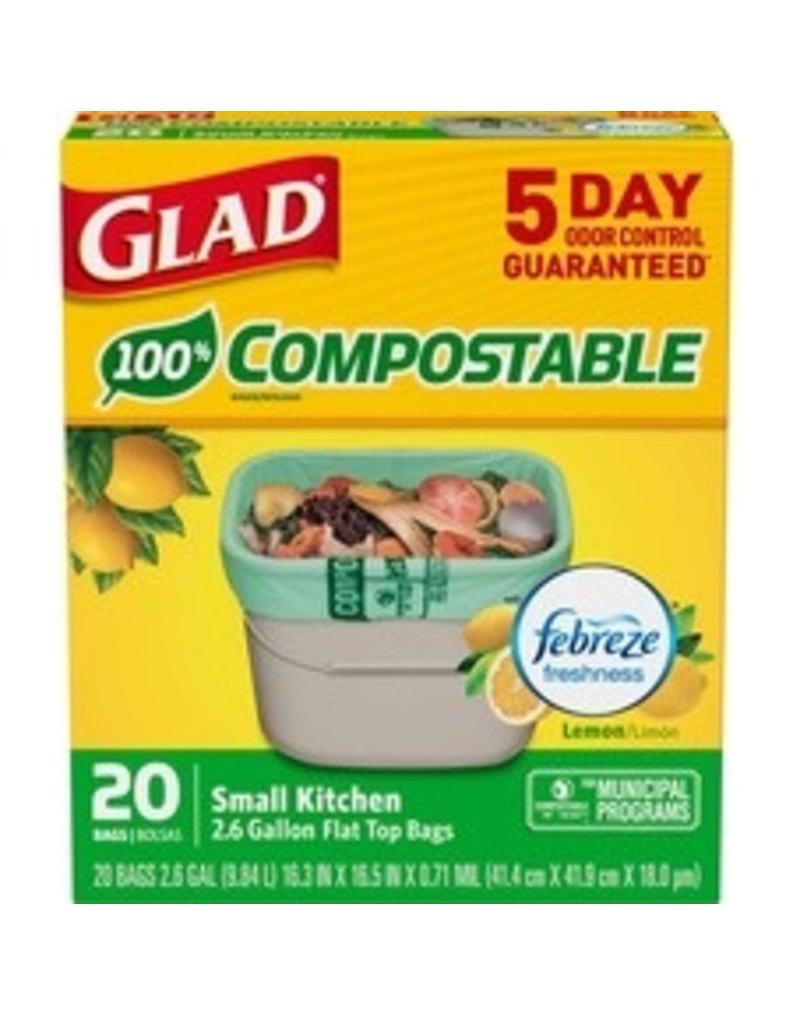 GLAD COMPOSTBLE ORGNC 10L,44bx