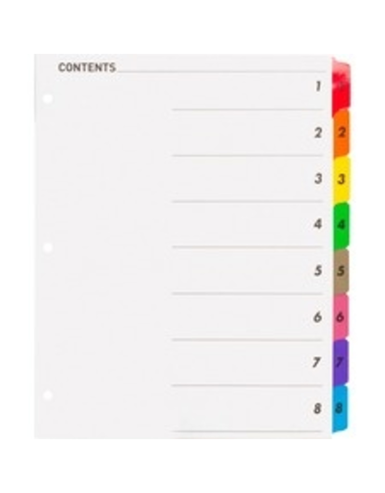 INDEX, QUICK w/TABLE CON*8 TAB