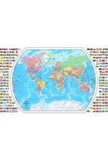 WORLD MAP PLSTC+FLAG, ENGLISH