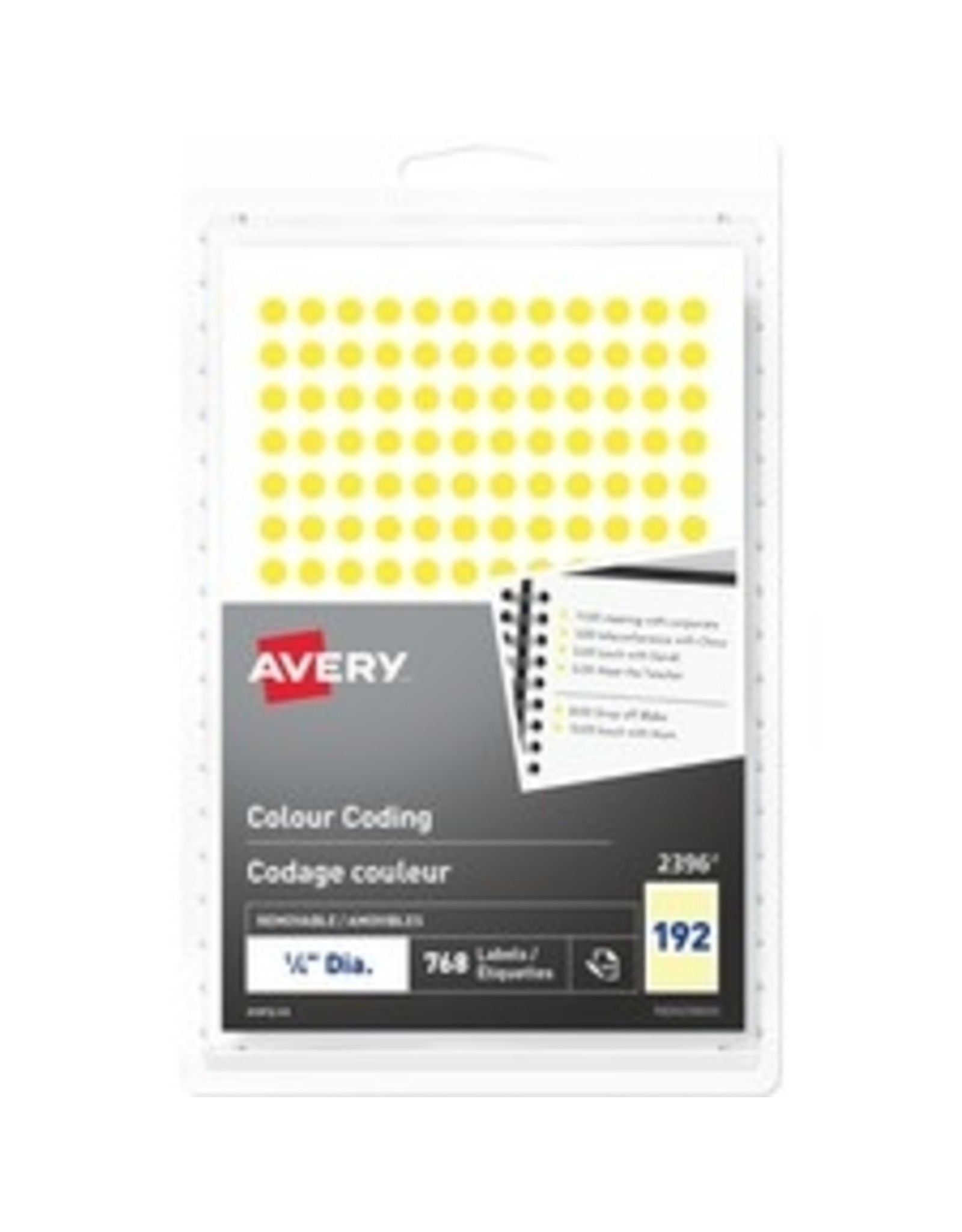 LABEL RND 1/4'' YELLOW,768/PK