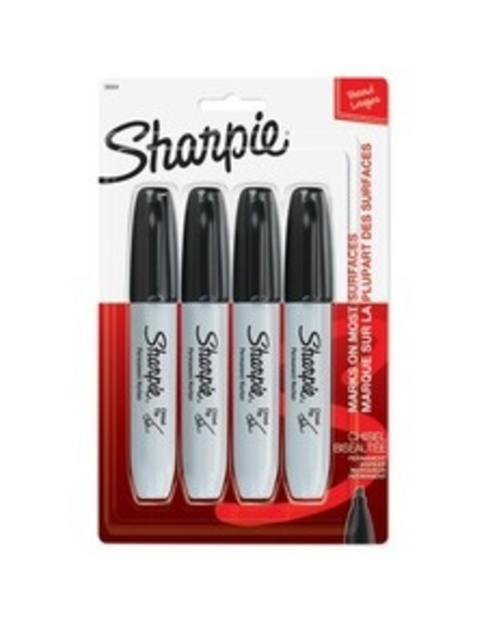 MARKER SHARPIE CHISEL BLK,4/PK