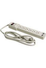 SURGE PROT 6-OUT/2USB, 6'CORD